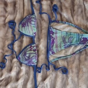 Surfside aqua bikini with purple print